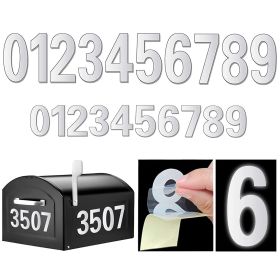 2sets Reflective Mailbox Numbers Sticker, Decal Die Cut Classic Style Vinyl Waterproof Number Self Adhesive (3" X 1 Set , 4" X 1 Set) For Signs,