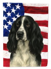 Black and White English Springer Spaniel American Flag Garden Flag Mailbox Flag Decorative Yard Flag Banner Outside Patio Artwork Yard Flower Bed