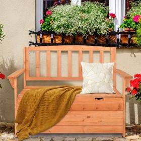 44 Inch Golden Red Storage Box With Backrest Armrest And Cedar Yard (Option: Golden red)