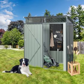 TC53G 5ft X 3ft Outdoor Metal Storage Shed Transparent Plate Gray (Color: Black)
