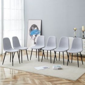 Comfortable Linen-Cotton Dining Chair Set - Six Pieces In Light Gray.Integrated Seat And Backrest,Linen-Cotton Material,Modern Home Matching. (Option: Light Gray)