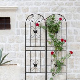 2 Pack Metal Garden Trellis 71" x 19.7" Rustproof Trellis for Climbing Plants Outdoor Flower Support Black (Color: as Pic)