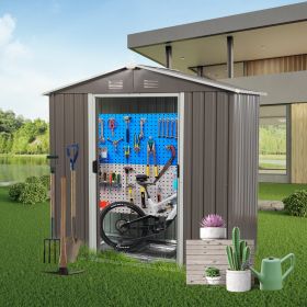 8ft X 4ft Outdoor Metal Storage Shed (Color: Grey)