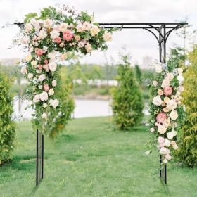 81 Inch Garden Arbor Metal Archway For Climbing Plants (Color: Black)