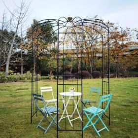 Metal Garden Arch Iron Garden Arbors Gazebo Dia81.3'' X 114.2'' High Birdcage Shape Pergola Pavilion For Wedding Ceremony Outdoor (Color: Black)